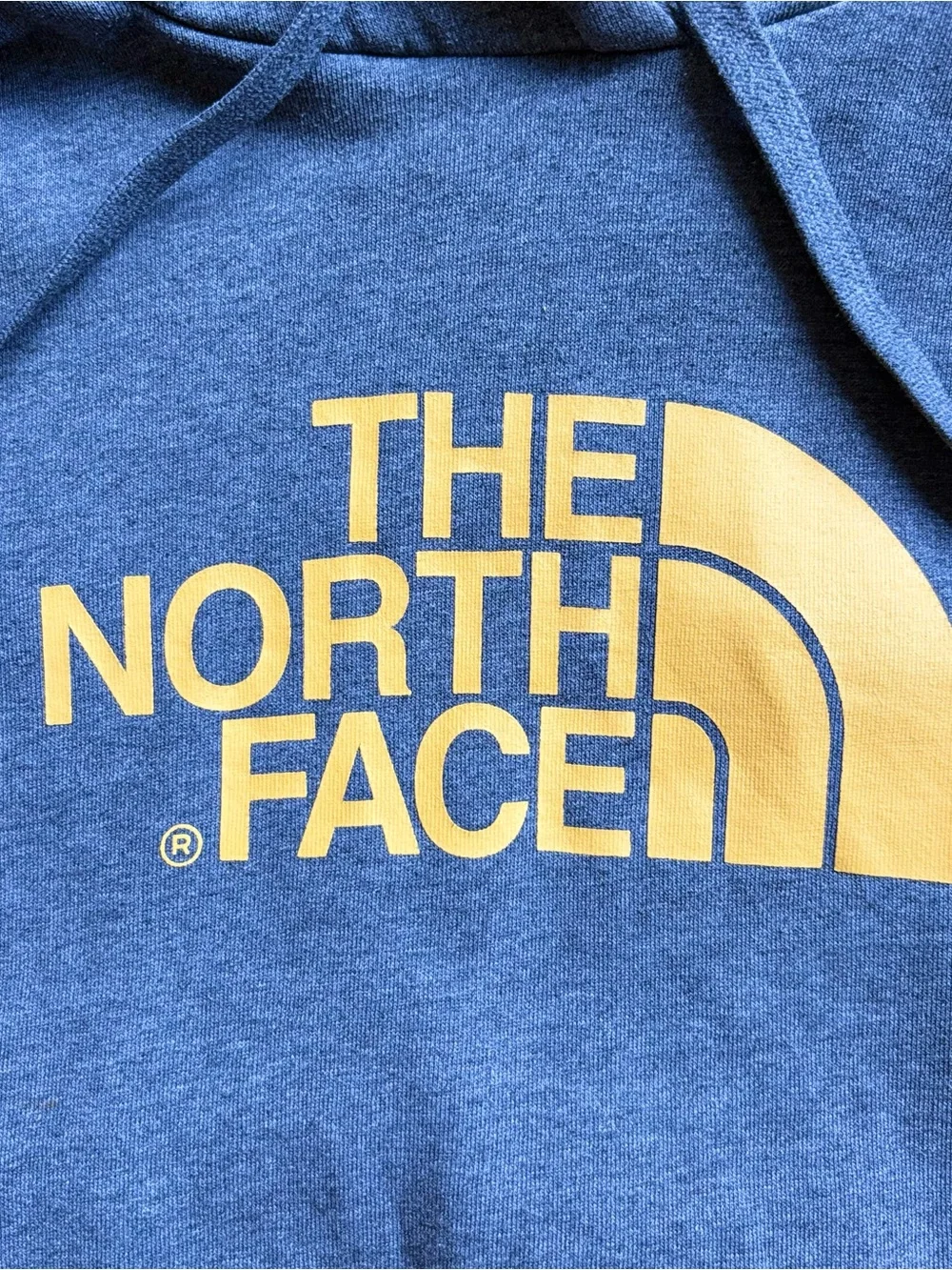 The North Face Men’s Gray Pullover Hoodie Yellow Logo Kangaroo Pocket Sz XL